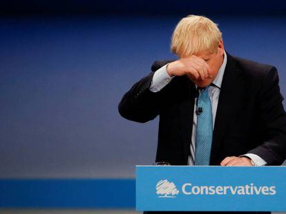 El primer ministro británico, Boris Johnson, este miércoles en Mánchester.
