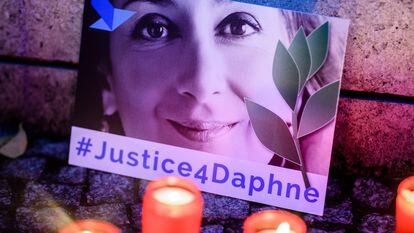 Un cartel pidiendo "Justicia para Daphne" en una foto de archivo, de 2019.