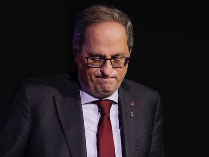 Quim Torra, este lunes en un acto en Barcelona.
