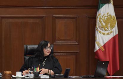 Norma Piña durante una sesión de la Suprema Corte de Justicia de la Nación