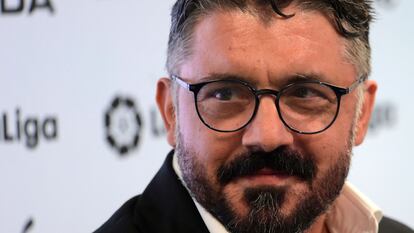 Gattuso en la rueda de prensa de presentación con el Valencia CF este jueves.