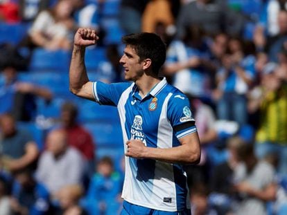 Gerard Moreno celebra su gol ante la Real Sociedad.