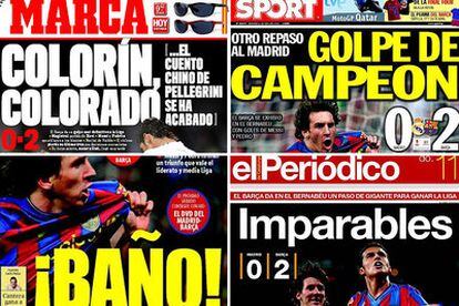 Portadas de 'Marca', 'Sport', 'Mundo Deportivo' y 'El Periódico'.