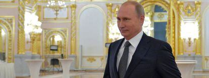 El presidente ruso, Vladímir Putin, antes de pronunciar el discurso anual sobre el estado de la nación.