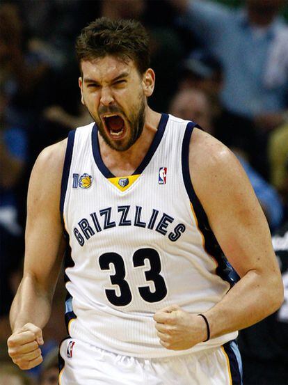 El pequeño de los Gasol celebra un punto en su victoria contra los Spurs.