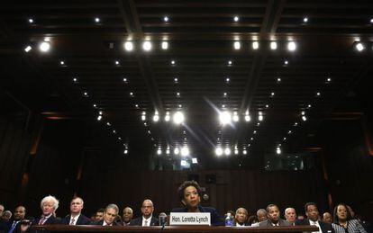 Loretta Lynch durante la audiencia para su confirmaci&oacute;n.