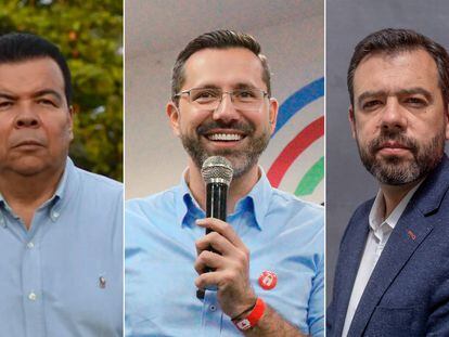 Los candidatos a las alcaldías de Cali, Bucaramanga y Bogotá, Roberto Ortiz, Jaime Andrés Beltrán y Carlos Fernando Galán, respectivamente.