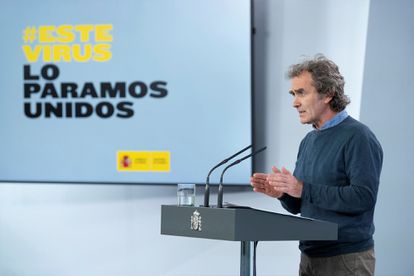 Fernando Simón, durante la rueda de prensa ofrecida el martes en el Palacio de la Moncloa.