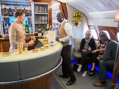 El placer de volar en la Business Class de un A380