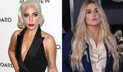 Lady Gaga (izquierda), en 2019, y Kesha (derecha), en 2018.