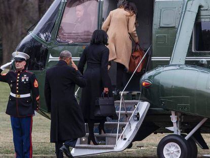 Barack Obama, Michelle Obama y Malia Obama, en Washington, DC.