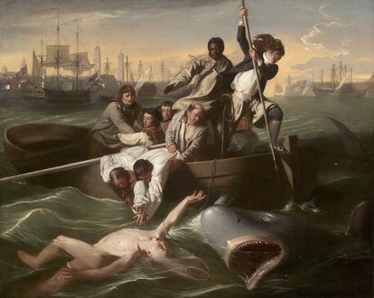   'Watson and the Shark' (1778), oil painting by John Singleton Copley in the London exhibition