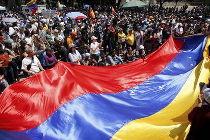 Manifestación de la oposición venezolana, este sábado.