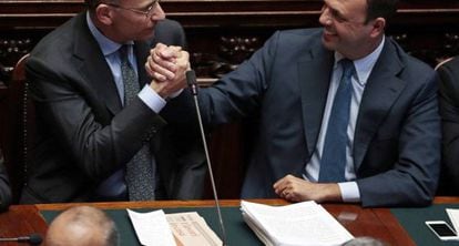 Letta y Alfano, hoy, en el Parlamento en Roma. 