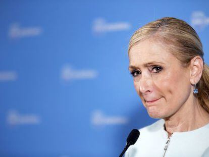 Cristina Cifuentes, comparece ante los medios este martes