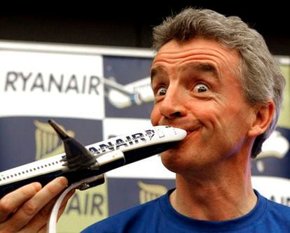 El presidente de Ryanair, Michael O'Leary, durante una rueda de prensa en Barcelona.