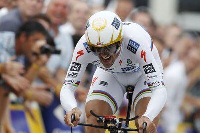 El suizo Fabian Cancellara, durante la contrarreloj.