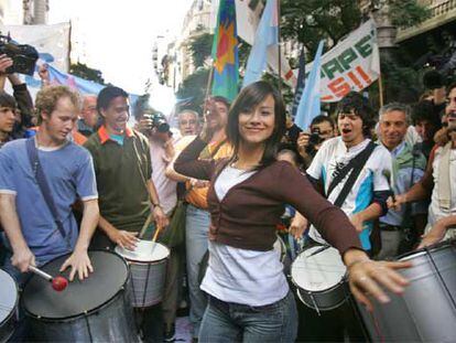 Evangelina Carrozo, en la manifestación contra las papeleras de Uruguay
