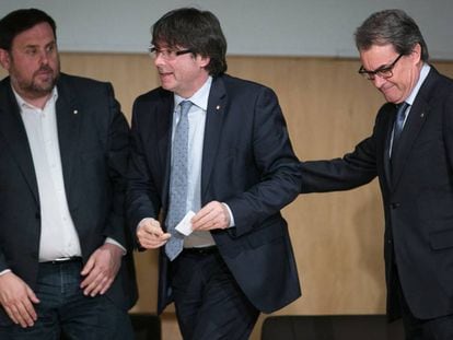 Oriol Junqueras, Carles Puigdemont y Artur Mas. 