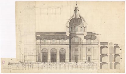 Longitudinal section of the church of San Pedro de Alcántara (1786).