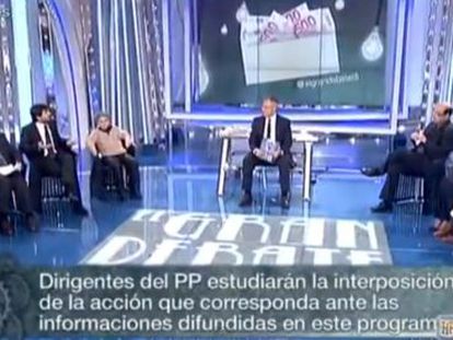 La tertulia del programa de Tele5 'El gran debate' tratando el 'caso Bárcenas'.
