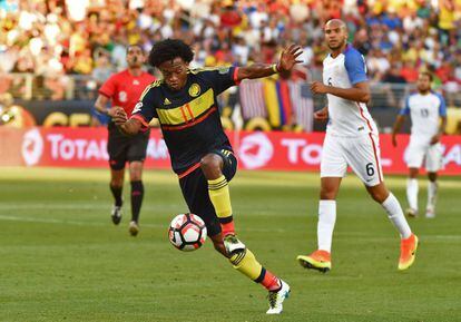 Cuadrado, durante el partido inaugural ante Estados Unidos.