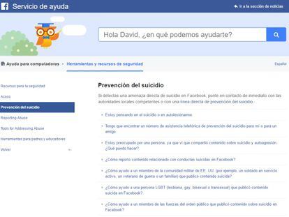 Facebook estrena herramientas contra el suicidio en España