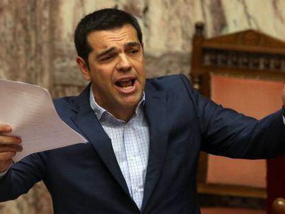 El primer ministro griego, Alexis Tsipras, en el Parlamento en Atenas. 
