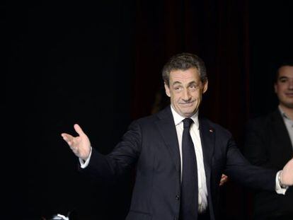 Sarkozy, a su llegada a un mitin el 6 de octubre, a las afueras de París.