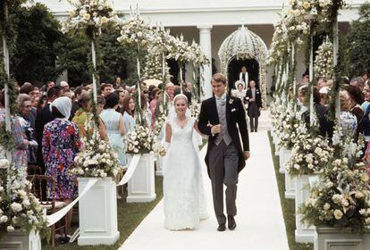 Boda de Tricia Nixon con Edward Finch Cox en el Rose Garden en la Casa Blanca, el 12 de junio de 1971. |