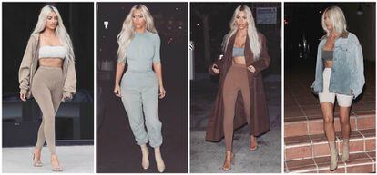 Kim Kardashian, con cuatro estilismos de la sexta colecci&oacute;n de Yeezy dise&ntilde;ada por su marido, el rapero Kanye West.