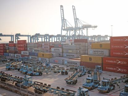 El puerto de Algeciras durante una de las jornadas de huelga convocadas durante los paros de 2017.