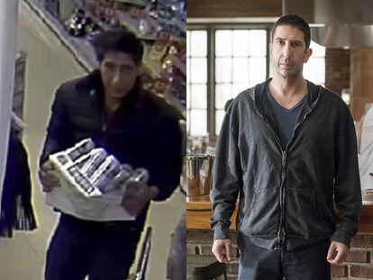 A la izquierda, el sospechoso del robo, a la derecha, el actor David Schwimmer.