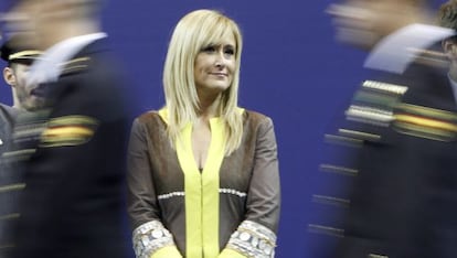 La delegada del Gobierno, Cristina Cifuentes, durante la fiesta de la policía.