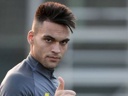 Lautaro, en el entrenamiento de este lunes. 