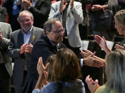 El president Torra, el pasado martes, a su llegada al Teatre Nacional de Catalunya. ALBERT GARCÍA