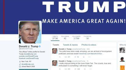 Captura de pantalla de perfil de Trump en Twitter durante la campa&ntilde;a electoral.