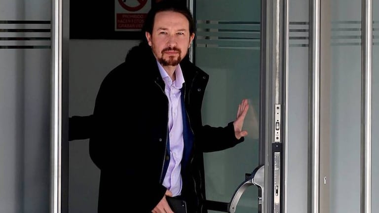 Pablo Iglesias, a su salida de la Audiencia Nacional, tras declarar como víctima en 2019.