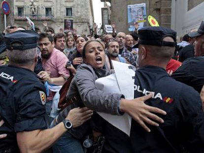 Protestas en Santiago contra la visita de Merkel, el pasado agosto