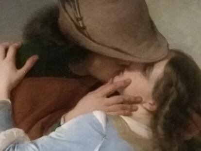 Un fragmento de 'El beso', de Hayez.