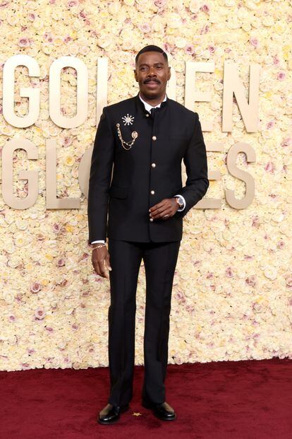 Con chaqueta de inspiración militar de Louis Vuitton, Colman Domingo. El actor estaba nominado en la categoría de drama por su trabajo en 'Rustin'.