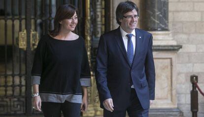 Carles Puigdemont y Francina Armengol, este jueves en el Palau de la Generalitat.