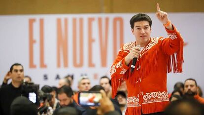 Samuel García en un encuentro con simpatizantes en Matamoros, Tamaulipas, el 23 de noviembre de 2023.