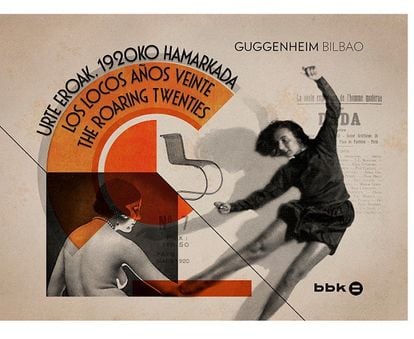 Cartel de la exposición 'Los locos años veinte' en el Museo Guggenheim de Bilbao.