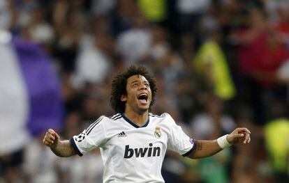 Marcelo celebra su gol ante el Manchester City.