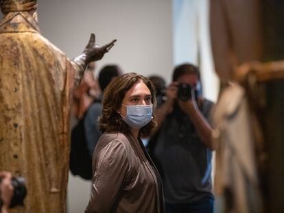 Ada Colau, durante la reapertura de los museos municipales.