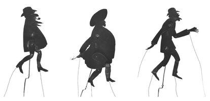Les ombres xineses creades per Casas y Meifrén de Maurici Vilomara (esquerra), Pompeu Gener y Àngel Guimerà, que s'exposenal MNAC.