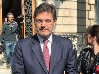 El ministro de Justicia, Rafael Catalá, comparece ante los medios este jueves.