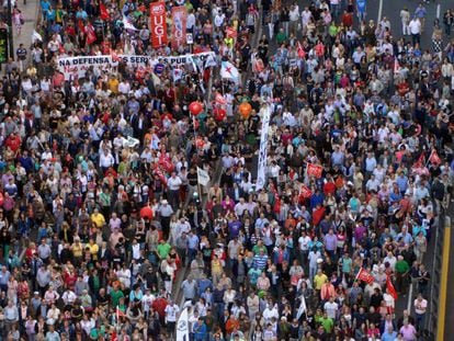 Manifestaci&oacute;n de julio contra los recortes del Gobierno, en A Coru&ntilde;a 