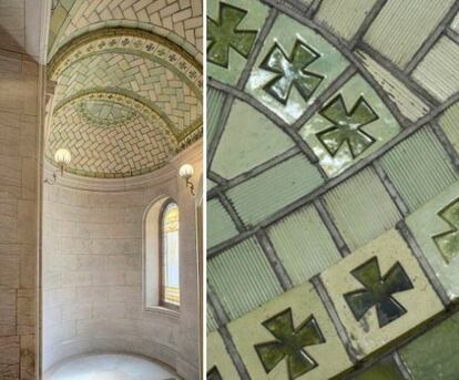 Bóveda de la iglesia de Cristo y un detalle de esta.